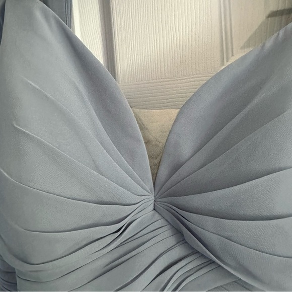 Size 12 Azazie Lianne A-Line Off the Shoulder Chiffon Dress - Twilight Color - Picture 8 of 12